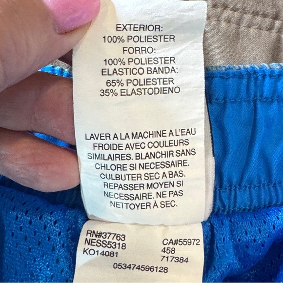 Nike Blue & Orange Men's sz Small Swim Trunks Board Shorts Zip Pocket Drawstring - Picture 10 of 15